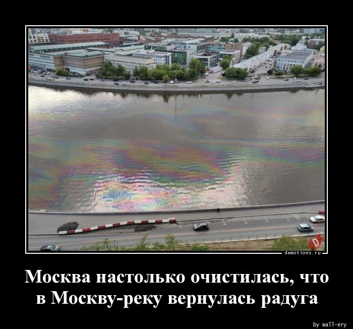 Москва настолько очистилась, что
в Москву-реку вернулась радуга