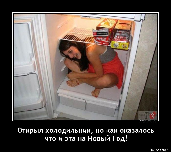 Открыл холодильник, но как оказалось
 что и эта на Новый Год!