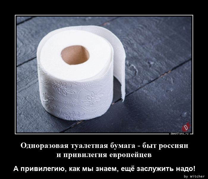 Одноразовая туалетная бумага - быт россиян
 и привилегия европейцев